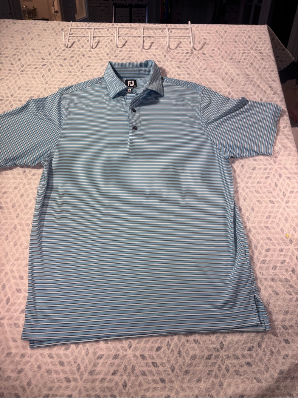 NWOT FootJoy FJ Striped Performance Golf Polo Shirt Blue White Men’s Medium - Picture 3 of 12